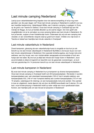 Last minute camping Nederland