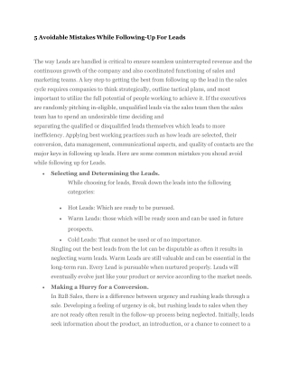 5 Avoidable Mistakes While Following-Up For Leads