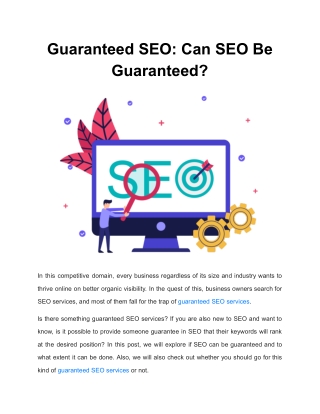 Guaranteed SEO: Can SEO Be Guaranteed?