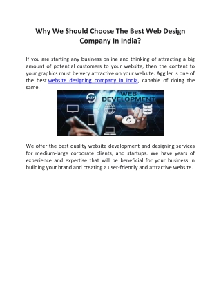 Why We Should Choose The Best Web Design Company In India