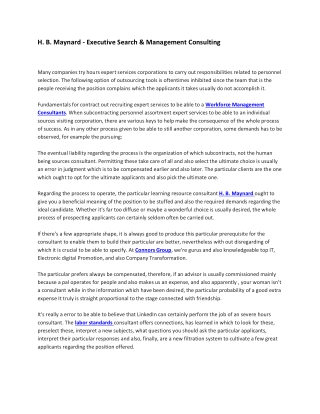H. B. Maynard - Executive Search & Management Consulting
