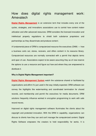 How does digital rights management work: Amevatech