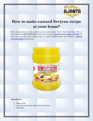 custard sewai recipe in Hindi