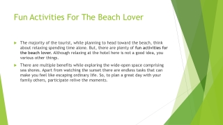 Fun Activities For The Beach Lover