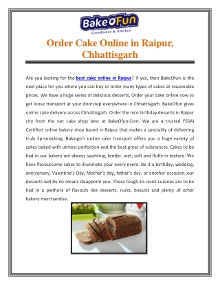 Order Cake Online in Raipur, Chhattisgarh