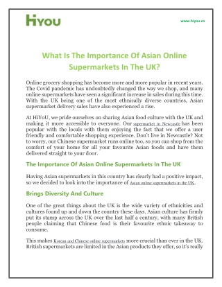 What Is The Importance Of Asian Online Supermarkets In The UK?