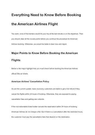 Everything Need to Know Before Booking the American Airlines Flight