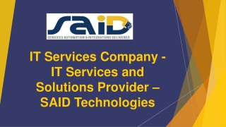 IT Services Company - IT Services and Solutions Provider - SAID Technologies