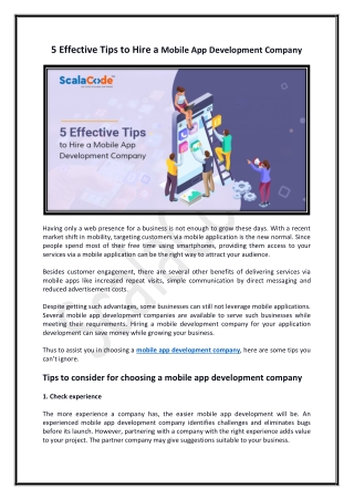 5 Effective Tips to Hire a Mobile App Development Company