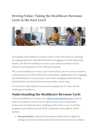 Driving Value- Taking the Healthcare Revenue Cycle to the Next Level