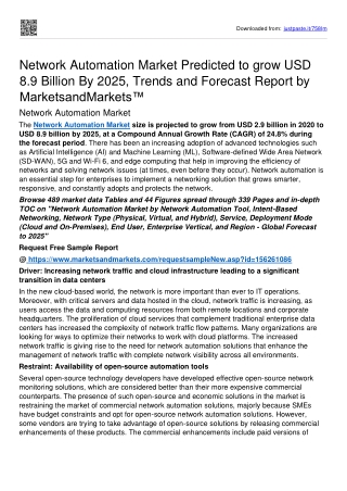 Network Automation Market Surge Valuation Of USD 8.9 billion By 2025: MnM