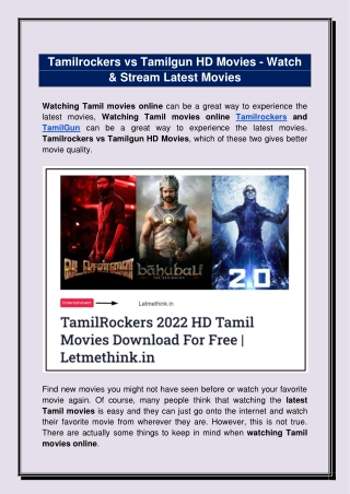 Tamilrockers vs Tamilgun HD Movies