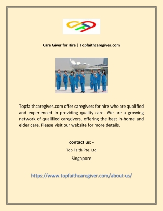Care Giver for Hire