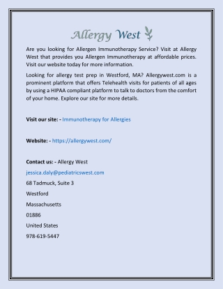 Immunotherapy for Allergies  Allergy West