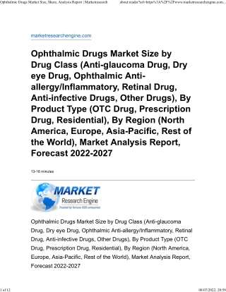 Ophthalmic Drugs Market