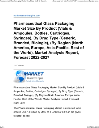 Pharmaceutical Glass Packaging Market