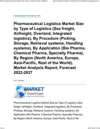 Pharmaceutical Logistics Market