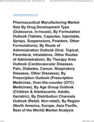 Pharmaceutical Manufacturing Market