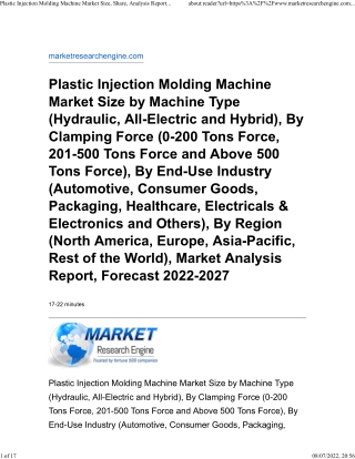 Plastic Injection Molding Machine Market