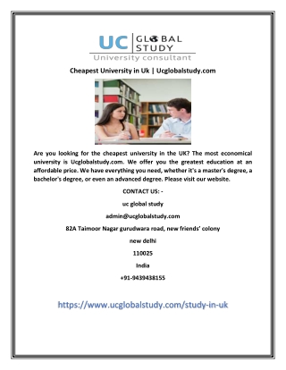 Cheapest University in Uk
