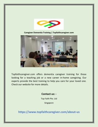 Caregiver Dementia Training