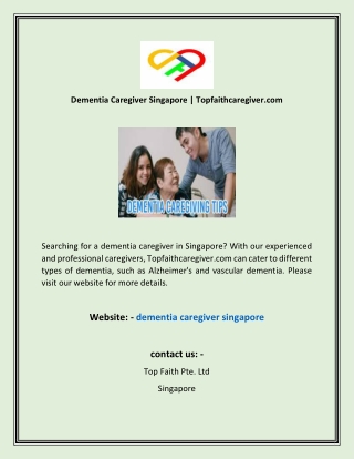 Dementia Caregiver Singapore