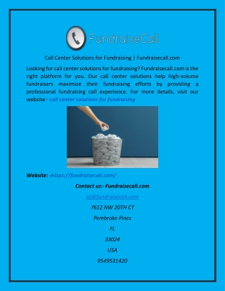 Call Center Solutions for Fundraising  Fundraisecall