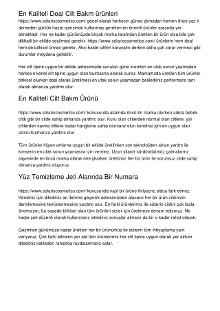 En Kaliteli Doğal Cilt Bakım ürünleri