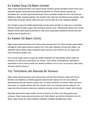 En Kaliteli Doğal Cilt Bakım ürünleri