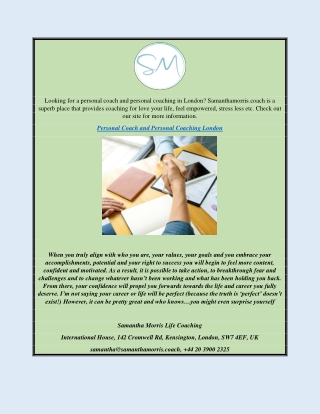 Personal Coach And Personal Coaching London | Samanthamorris.coach