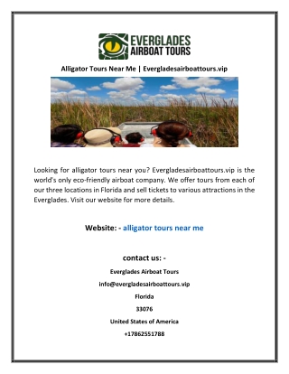 Alligator Tours Near Me