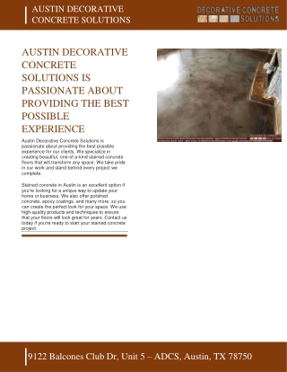 AUSTIN DECORATIVE CONCRETE SOLUTIONS IS PASSIONATE ABOUT PROVIDING THE BEST