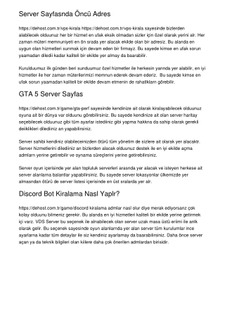 Server Sayfasında Öncü Adres