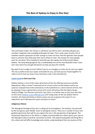The Best of Sydney to Enjoy in One Day