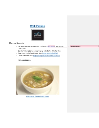 5% off - Wok Passion Restaurant Lane Cove, NSW