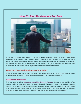 Tips to Find A Business For Sale