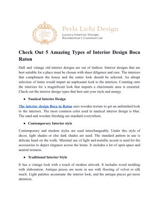 Check Out 5 Amazing Types of Interior Design Boca Raton