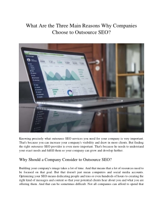What Are the Three Main Reasons Why Companies Choose to Outsource SEO