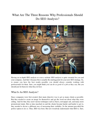What Are The Three Reasons Why Professionals Should Do SEO Analysis