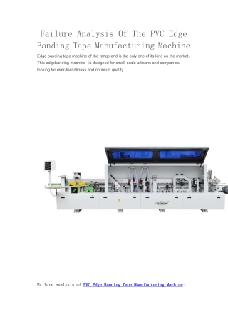 Failure Analysis Of The PVC Edge Banding Tape Manufacturing Machine