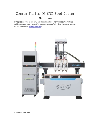 Common Faults Of CNC Wood Cutter Machine