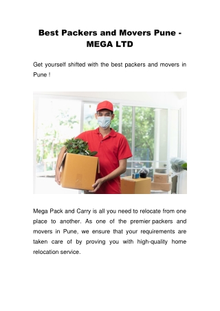 Best packers and movers pune - MEGA LTD