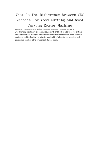 What Is The Difference Between CNC Machine For Wood Cutting And Wood Carving Rou