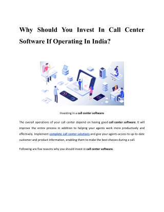 Why should you invest in call center software when you're in India