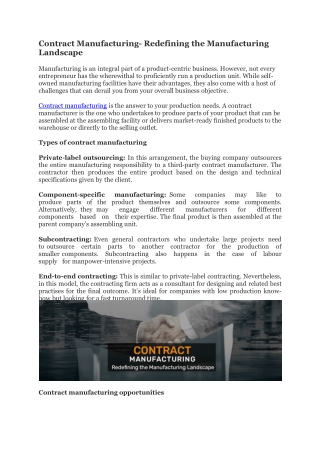 Contract Manufacturing - Industryexperts