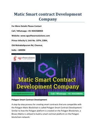 Matic Smart contract development company