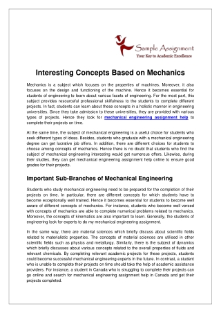 Interesting Concepts Based on Mechanics