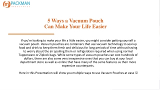 5 Ways a Vacuum Pouch Can Make Your Life Easier