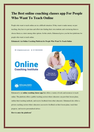 Online coaching classes App