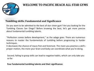 Tumbling skills: Fundamental and Significance